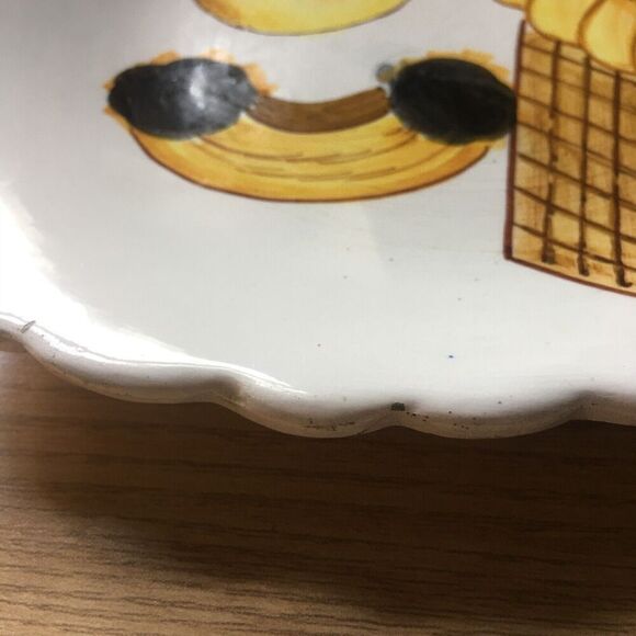 Lot of 2 TIL Hand Painted Italy Made 7 1/2” Bread Baguette Bagel Tiramisu Plate - Picture 11 of 11